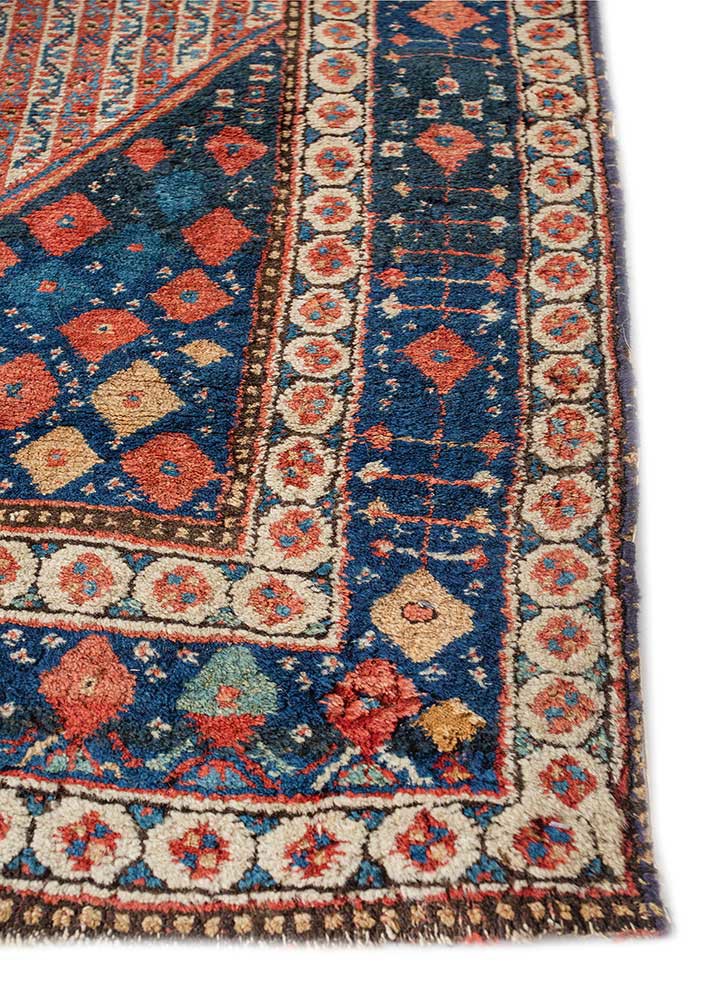 kiaan red and orange wool hand knotted Rug - Corner