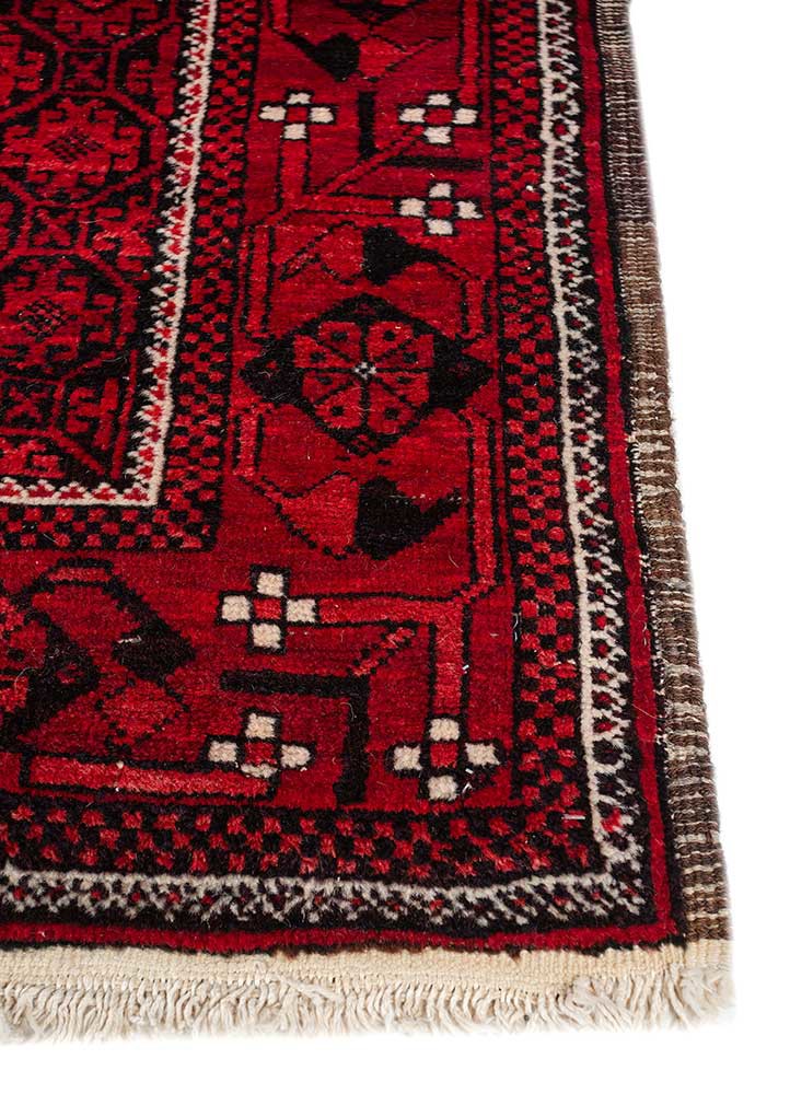 kiaan red and orange wool hand knotted Rug - Corner