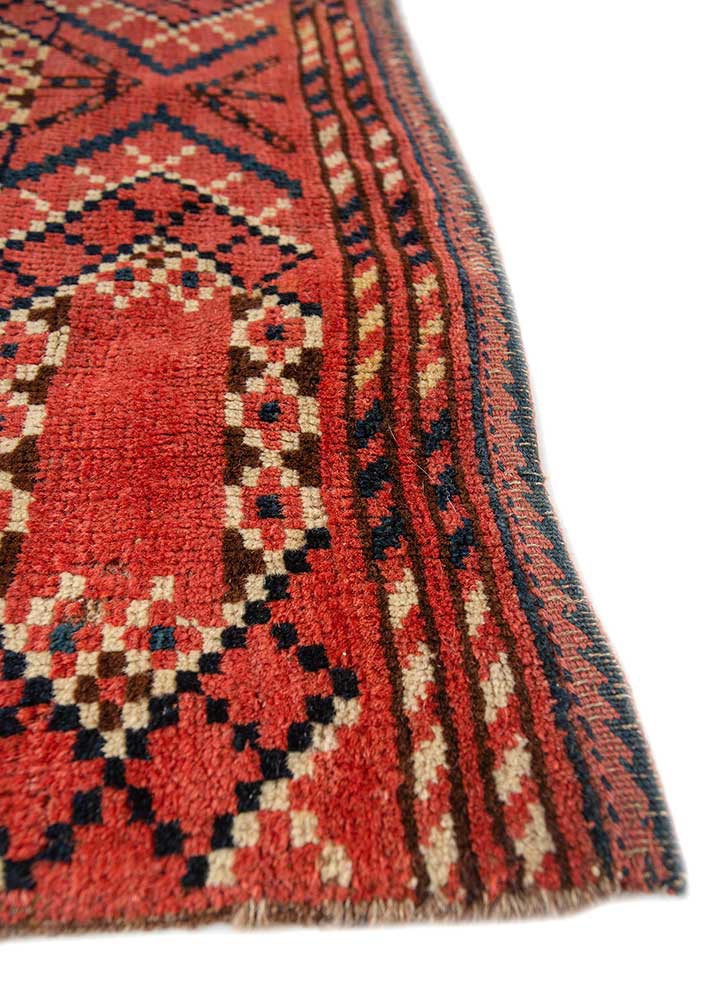 kiaan red and orange wool hand knotted Rug - Corner