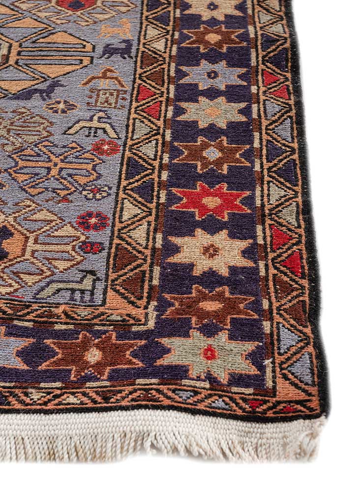 kiaan blue wool and silk hand knotted Rug - Corner