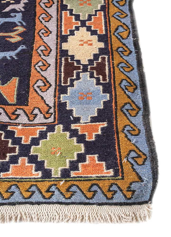 kiaan blue wool and silk hand knotted Rug - Corner