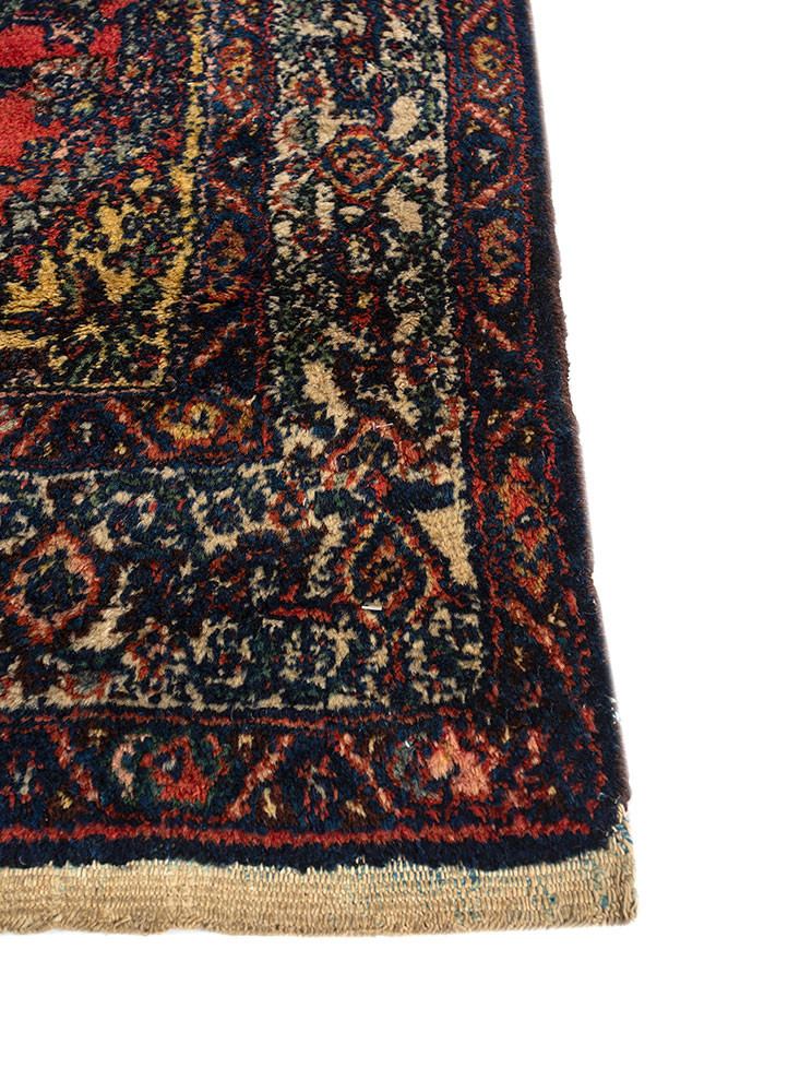 aalam blue wool hand knotted Rug - Corner