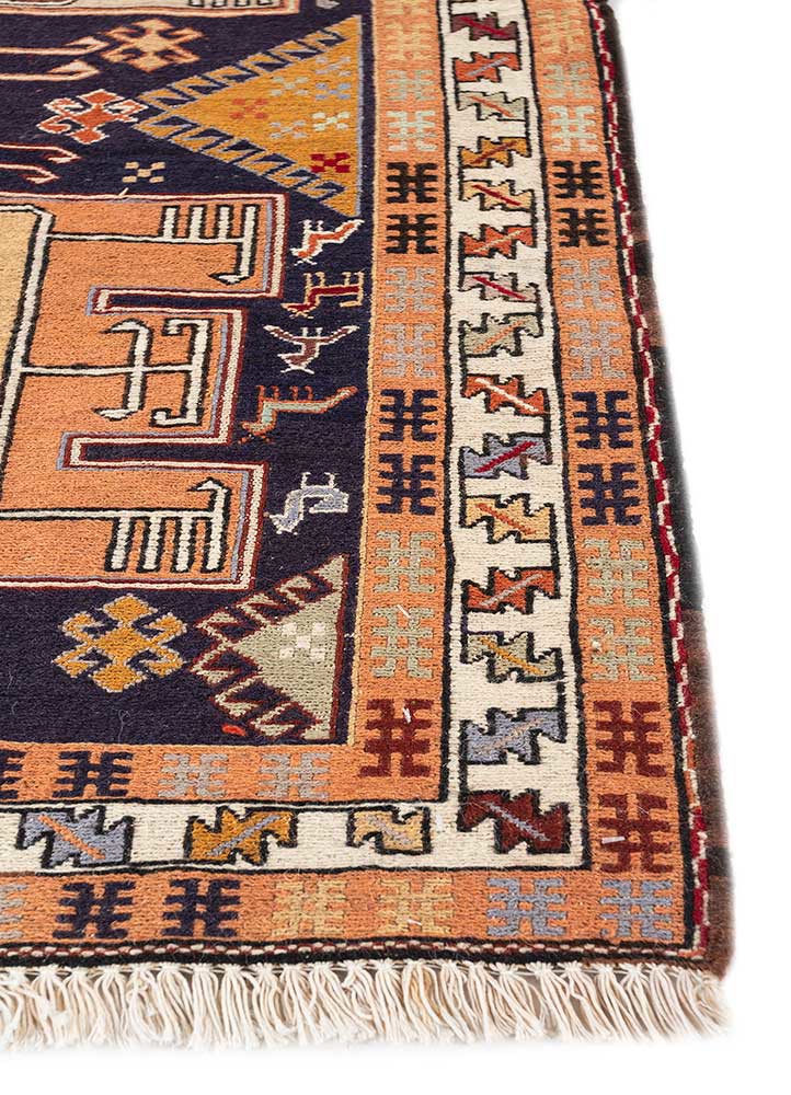 kiaan blue wool hand knotted Rug - Corner