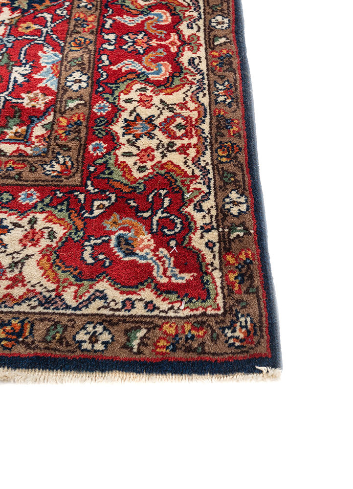 aalam red and orange wool hand knotted Rug - Corner