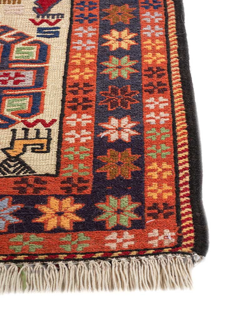 kiaan red and orange wool and silk hand knotted Rug - Corner