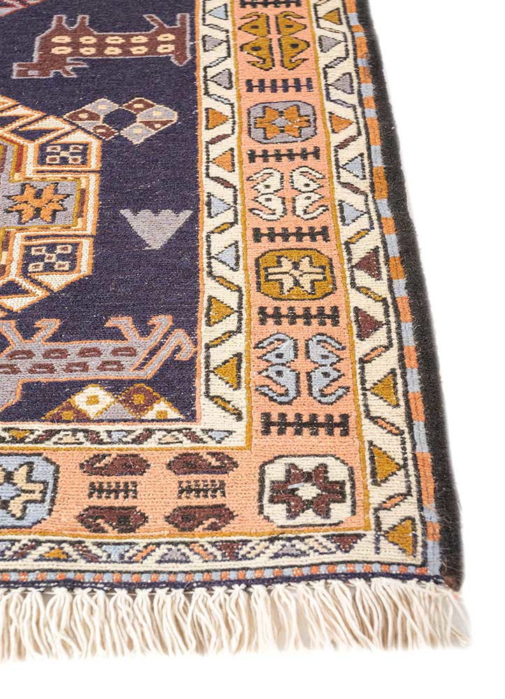 kiaan red and orange wool hand knotted Rug - Corner