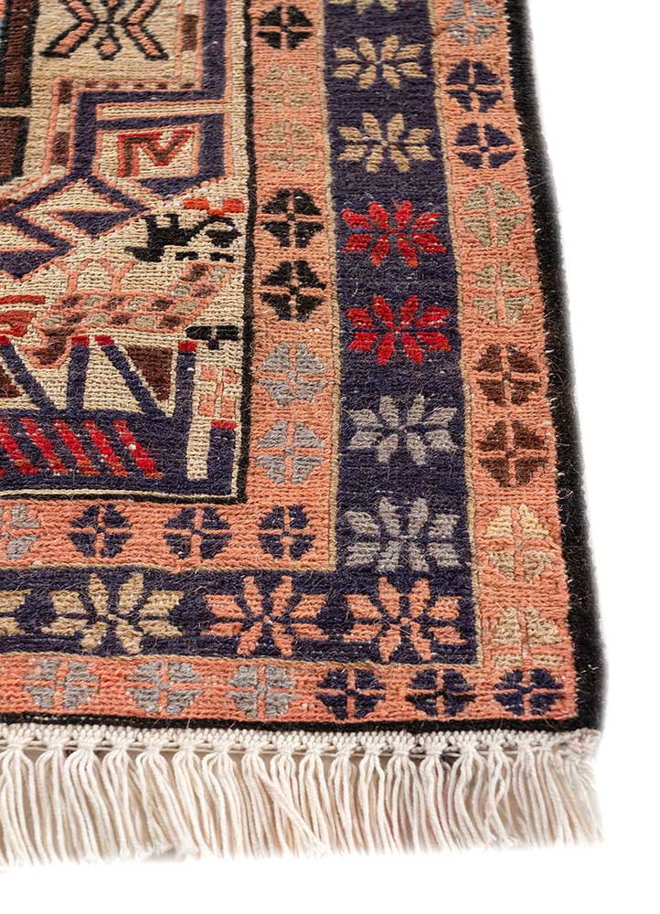 kiaan red and orange wool and silk hand knotted Rug - Corner