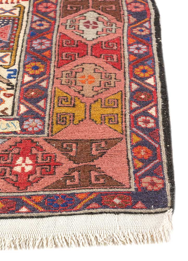 kiaan red and orange wool and silk hand knotted Rug - Corner