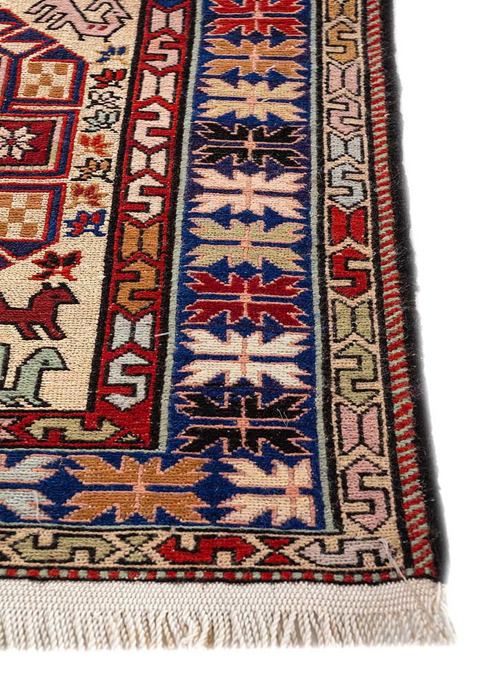 kiaan red and orange wool and silk hand knotted Rug - Corner