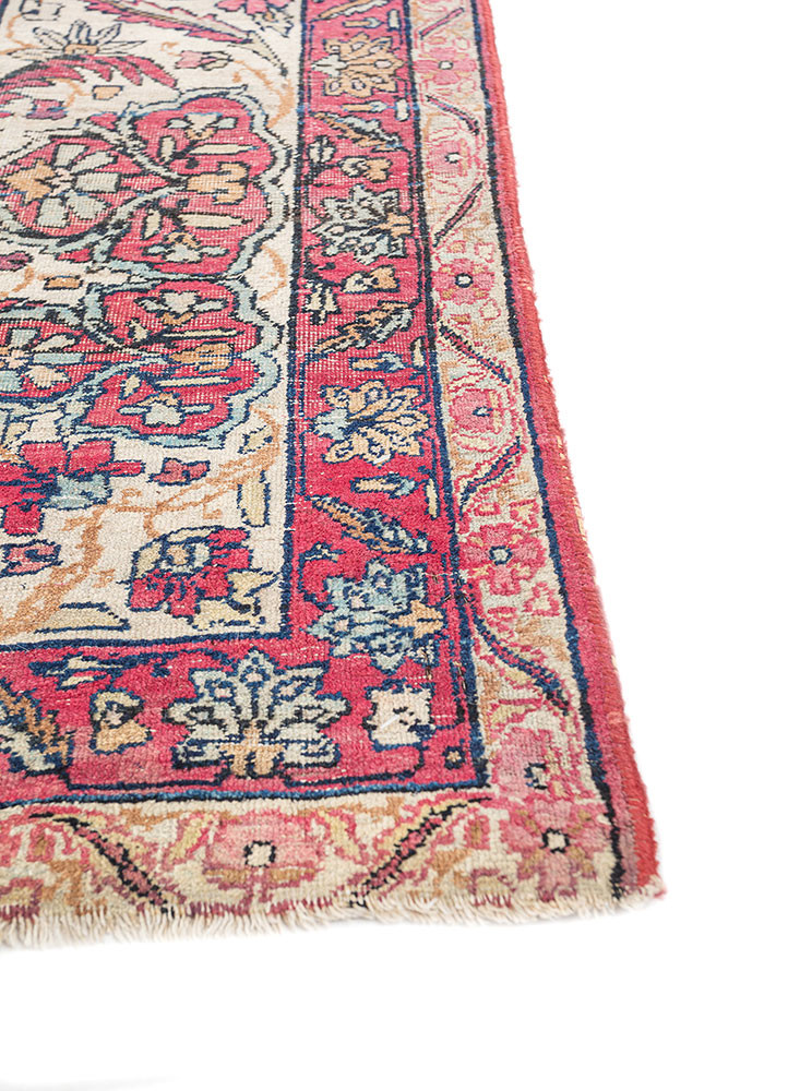 aalam pink and purple wool hand knotted Rug - Corner