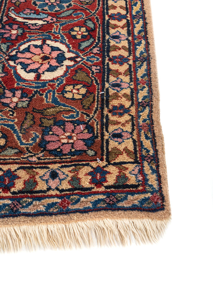 aalam pink and purple wool hand knotted Rug - Corner