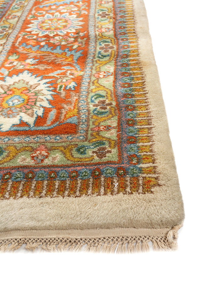 aalam red and orange wool hand knotted Rug - Corner aalam red and orange wool hand knotted Rug - Corner