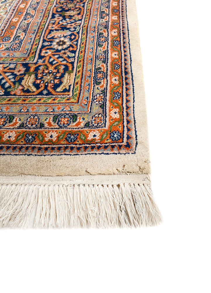 aalam blue wool hand knotted Rug - Corner aalam blue wool hand knotted Rug - Corner
