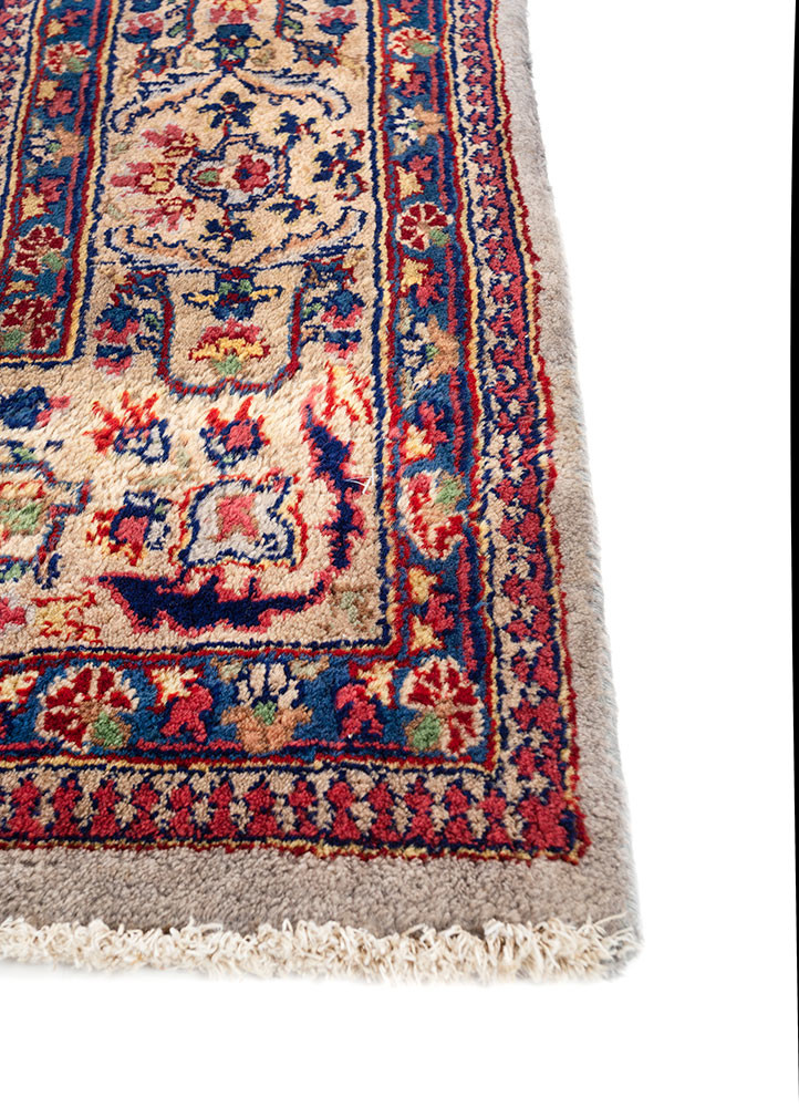 aalam blue wool hand knotted Rug - Corner
