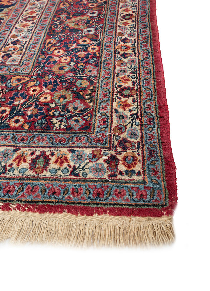 aalam blue wool hand knotted Rug - Corner aalam blue wool hand knotted Rug - Corner