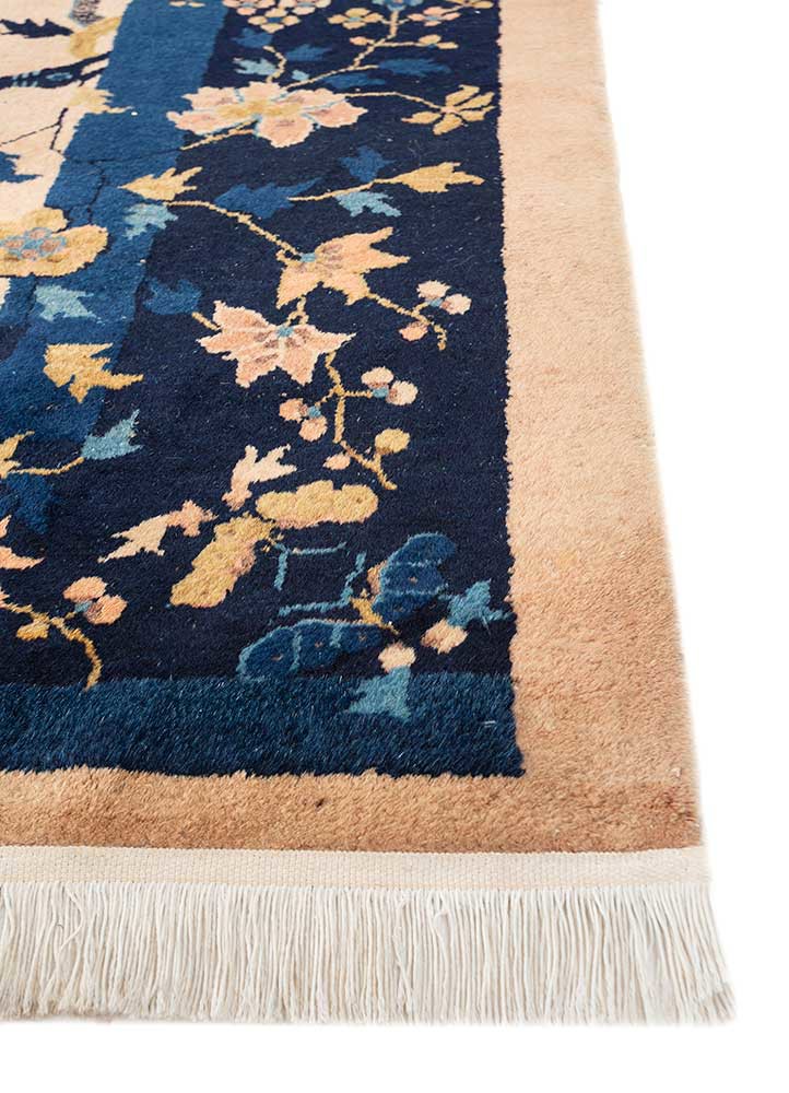 pechino red and orange wool hand knotted Rug - Corner