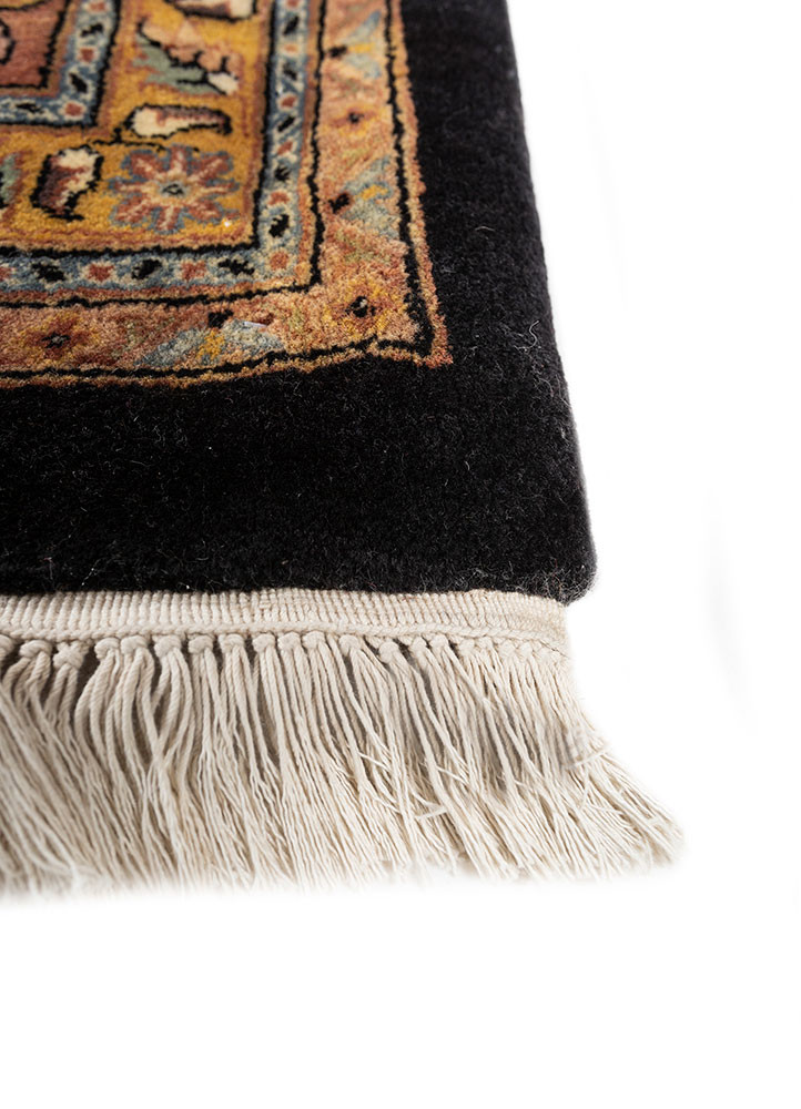 aalam beige and brown wool hand knotted Rug - Corner