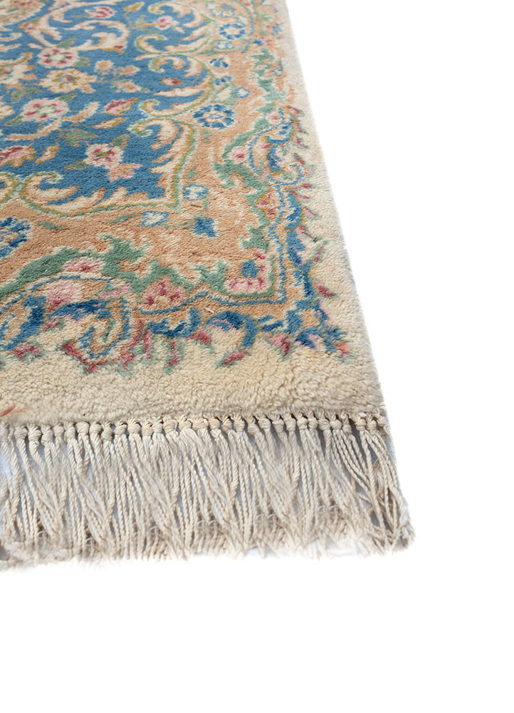 aalam blue wool hand knotted Rug - Corner aalam blue wool hand knotted Rug - Corner