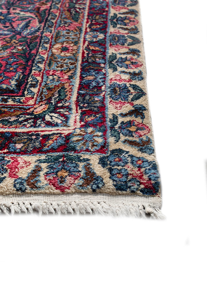 aalam blue wool hand knotted Rug - Corner aalam blue wool hand knotted Rug - Corner