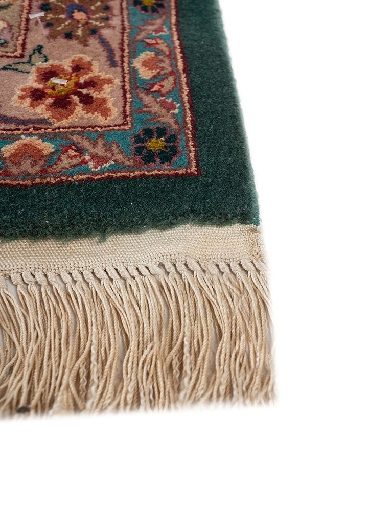 aalam pink and purple wool hand knotted Rug - Corner