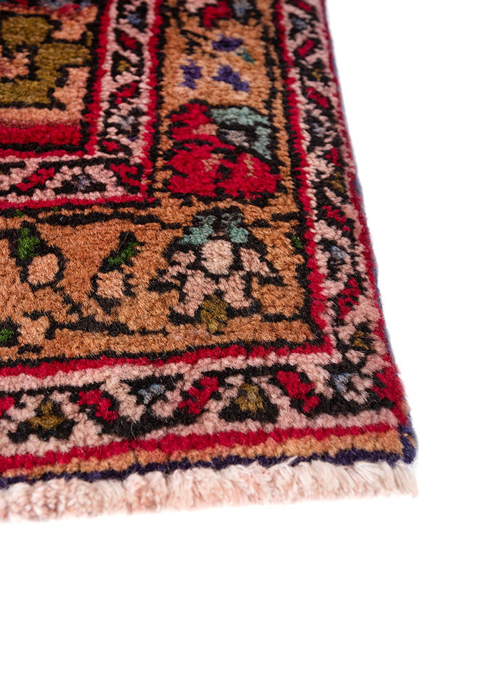 aalam red and orange wool hand knotted Rug - Corner aalam red and orange wool hand knotted Rug - Corner