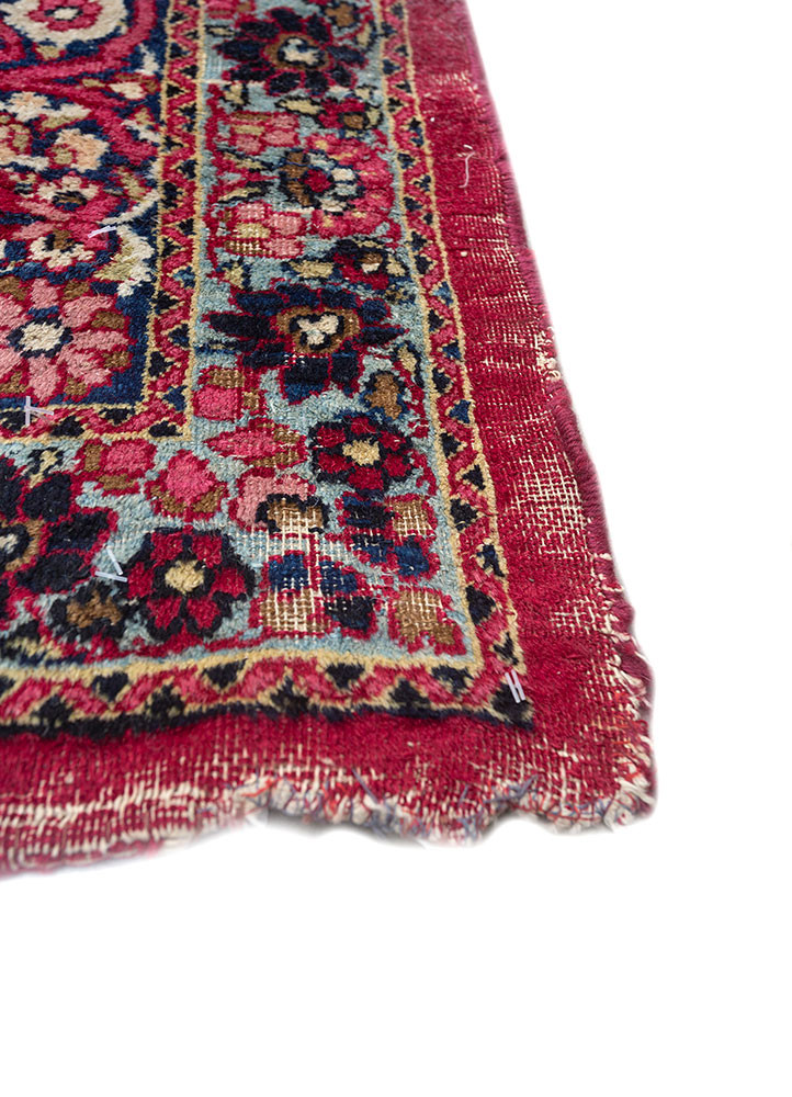 aalam red and orange wool hand knotted Rug - Corner aalam red and orange wool hand knotted Rug - Corner