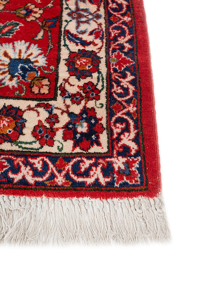 aalam red and orange wool hand knotted Rug - Corner