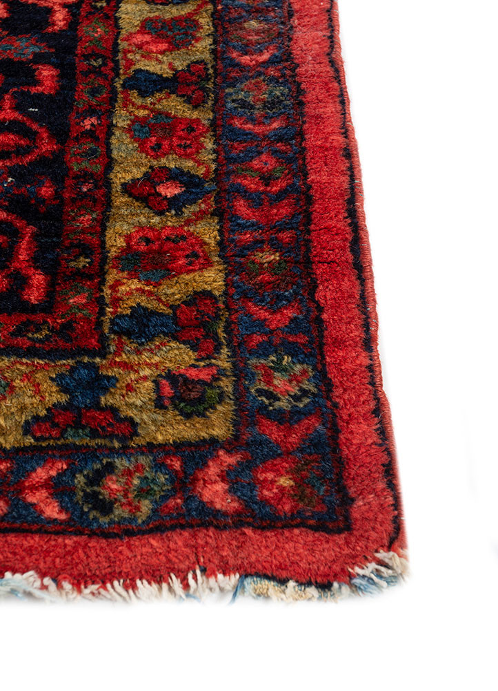 aalam red and orange wool hand knotted Rug - Corner