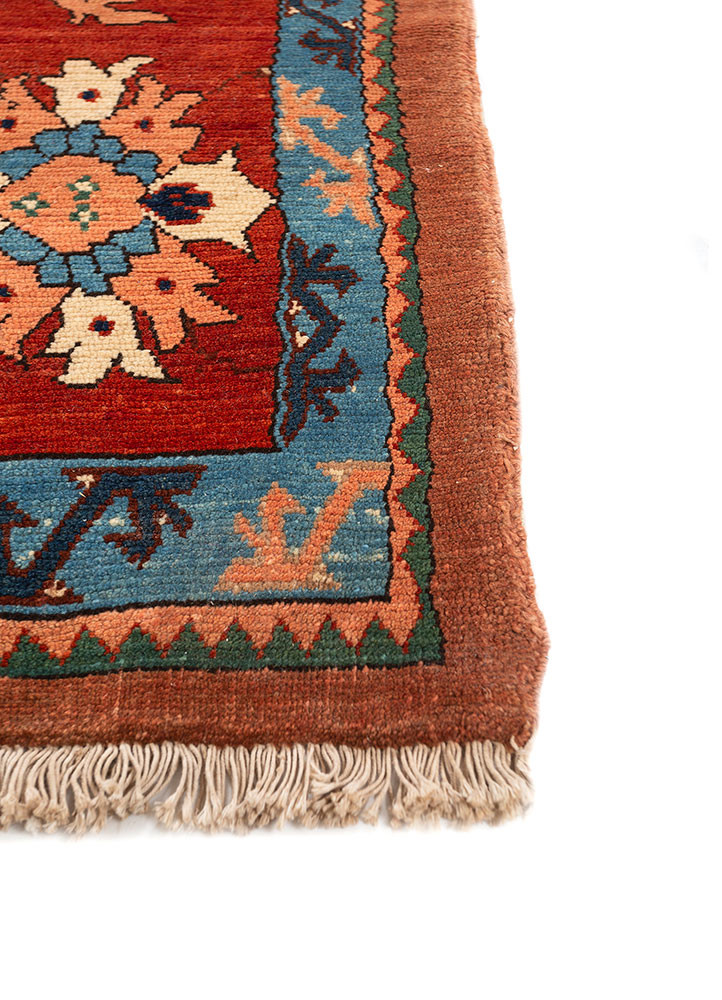 aalam blue wool hand knotted Rug - Corner