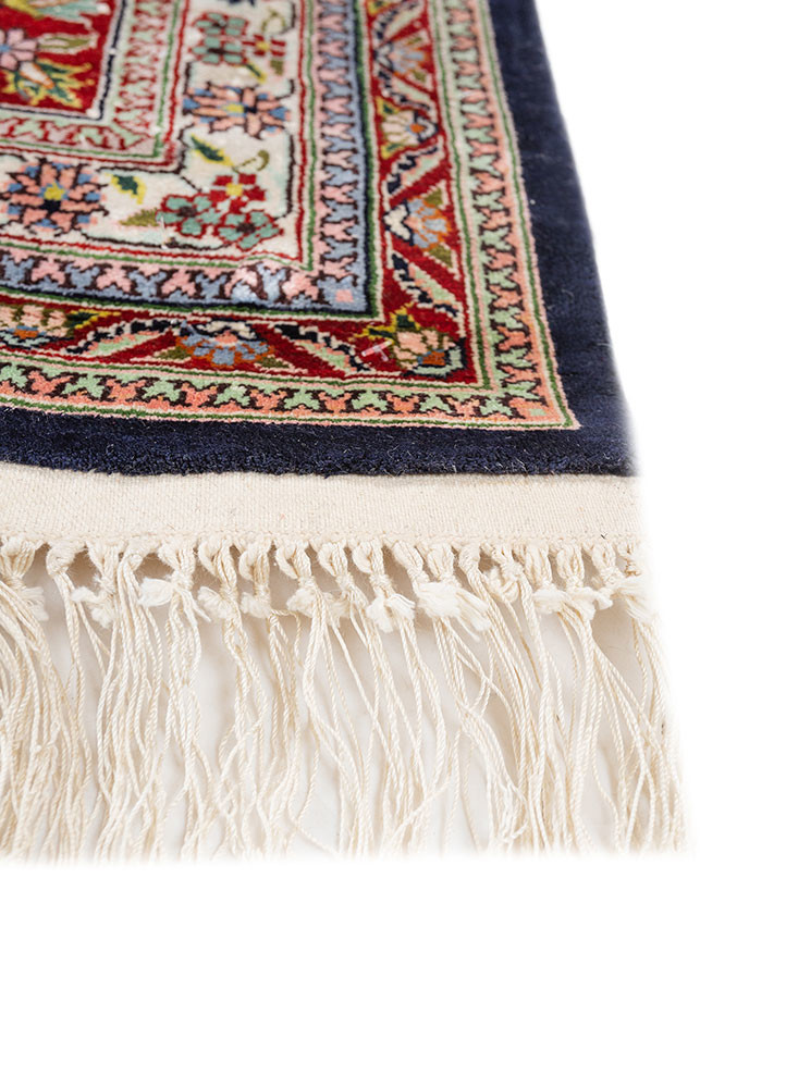 gulmarg blue silk hand knotted Rug - Corner