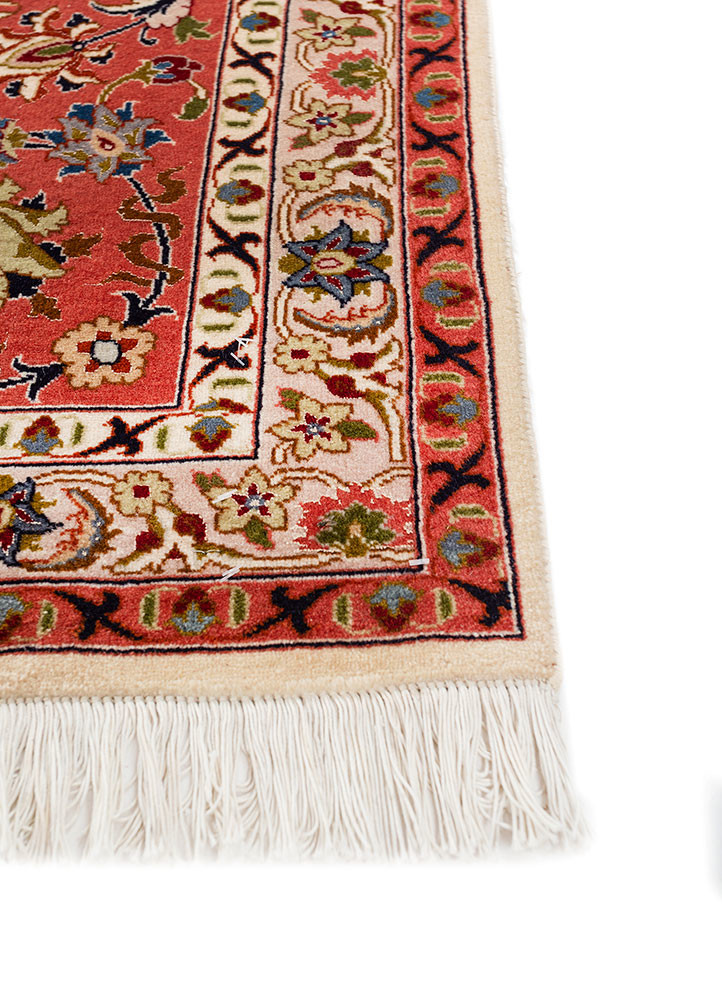 aalam red and orange wool hand knotted Rug - Corner aalam red and orange wool hand knotted Rug - Corner