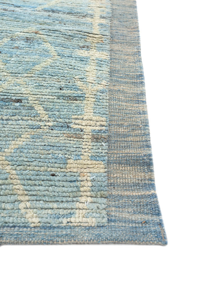 zuri blue wool hand knotted Rug - Corner zuri blue wool hand knotted Rug - Corner