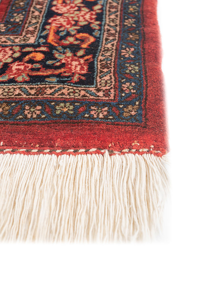 aalam red and orange wool hand knotted Rug - Corner