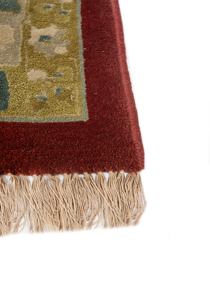 aalam green wool hand knotted Rug - Corner aalam green wool hand knotted Rug - Corner