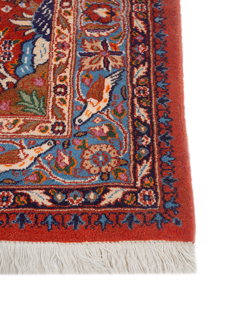 aalam red and orange wool hand knotted Rug - Corner aalam red and orange wool hand knotted Rug - Corner