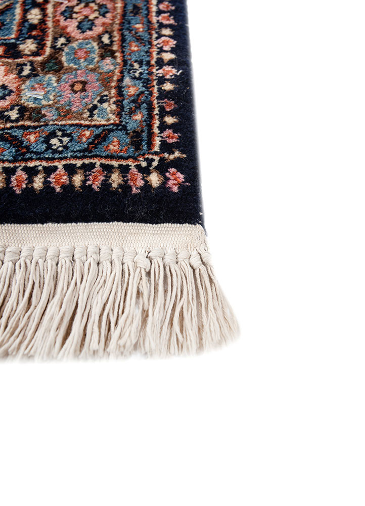 aalam blue wool hand knotted Rug - Corner aalam blue wool hand knotted Rug - Corner
