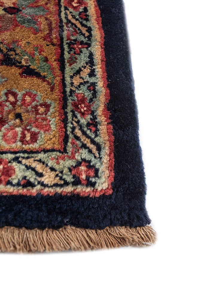 aalam blue wool hand knotted Rug - Corner aalam blue wool hand knotted Rug - Corner