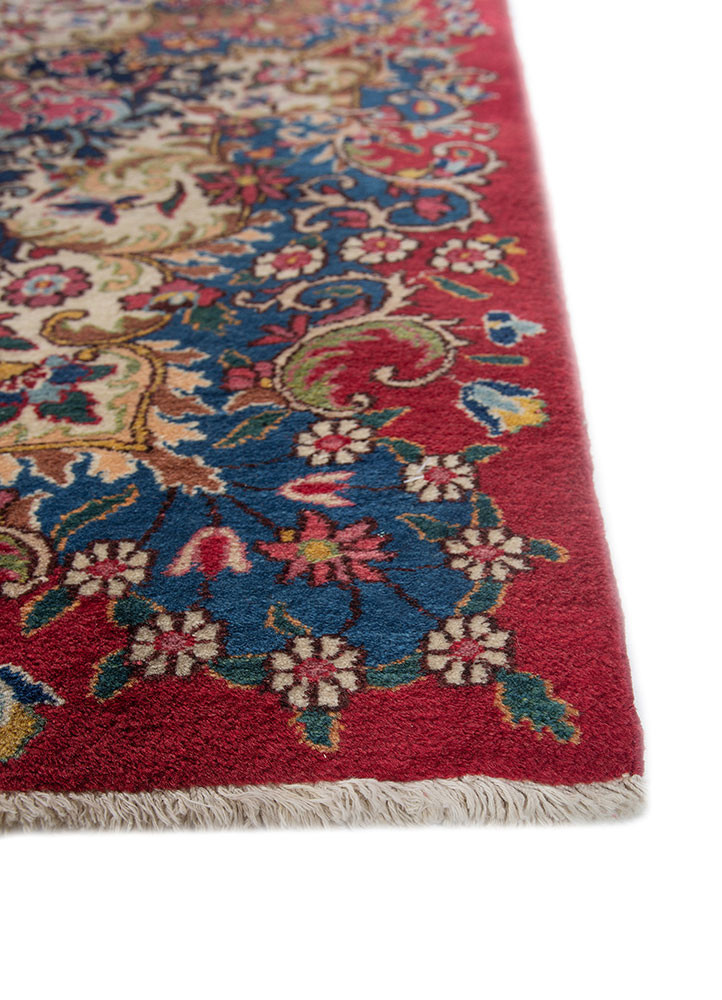 aalam pink and purple wool hand knotted Rug - Corner