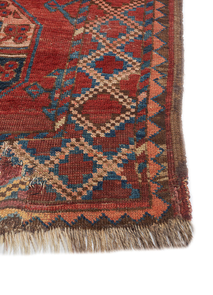 aalam red and orange wool hand knotted Rug - Corner aalam red and orange wool hand knotted Rug - Corner