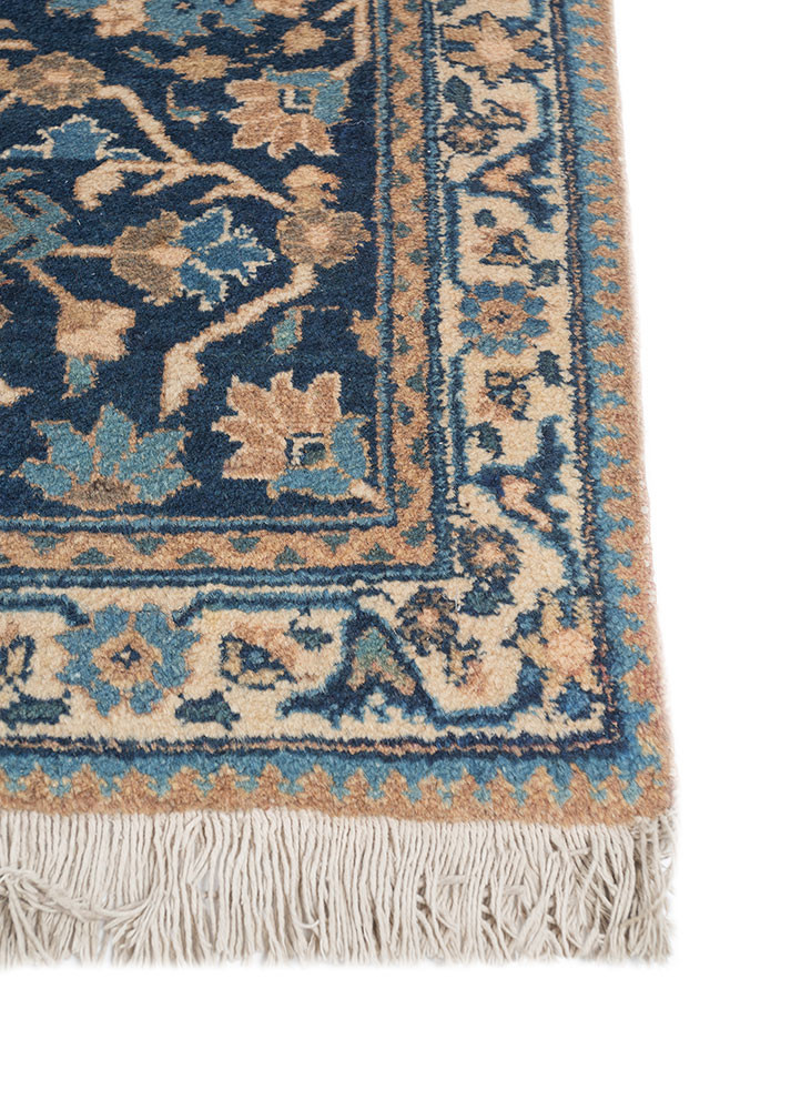 aalam blue wool hand knotted Rug - Corner aalam blue wool hand knotted Rug - Corner