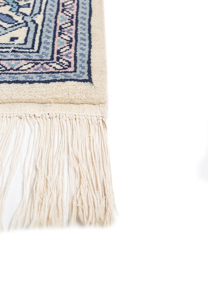 aalam blue wool hand knotted Rug - Corner aalam blue wool hand knotted Rug - Corner