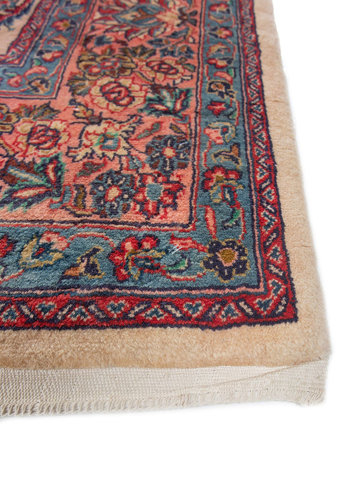 aalam pink and purple wool hand knotted Rug - Corner