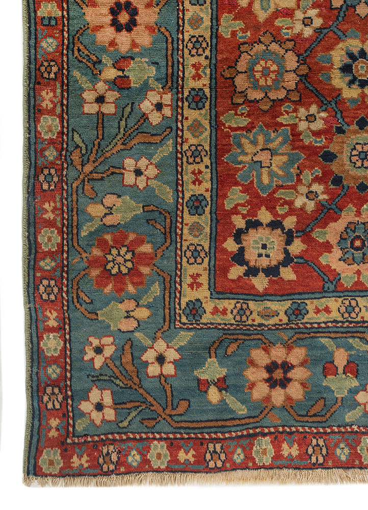 aalam red and orange wool hand knotted Rug - Corner aalam red and orange wool hand knotted Rug - Corner
