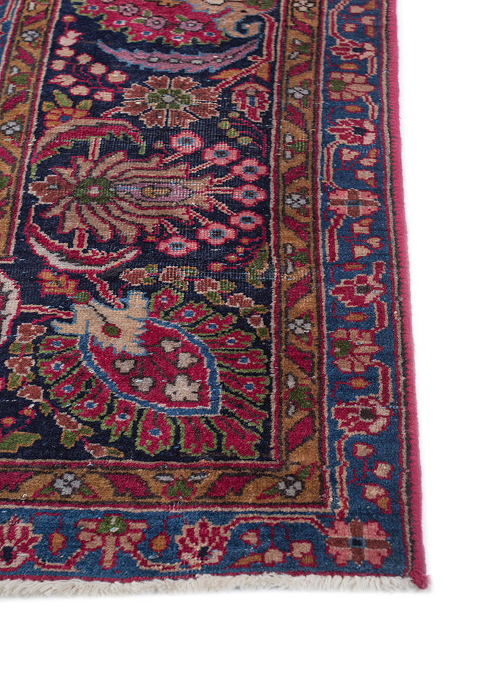 aalam red and orange wool hand knotted Rug - Corner