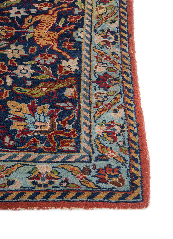 aalam blue wool hand knotted Rug - Corner aalam blue wool hand knotted Rug - Corner