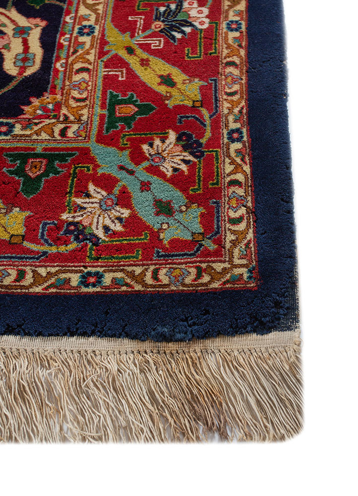 aalam blue wool hand knotted Rug - Corner aalam blue wool hand knotted Rug - Corner
