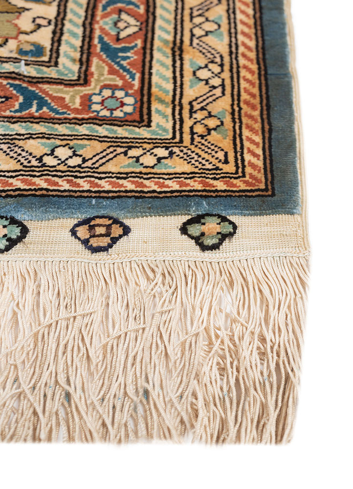 gulmarg blue silk hand knotted Rug - Corner gulmarg blue silk hand knotted Rug - Corner