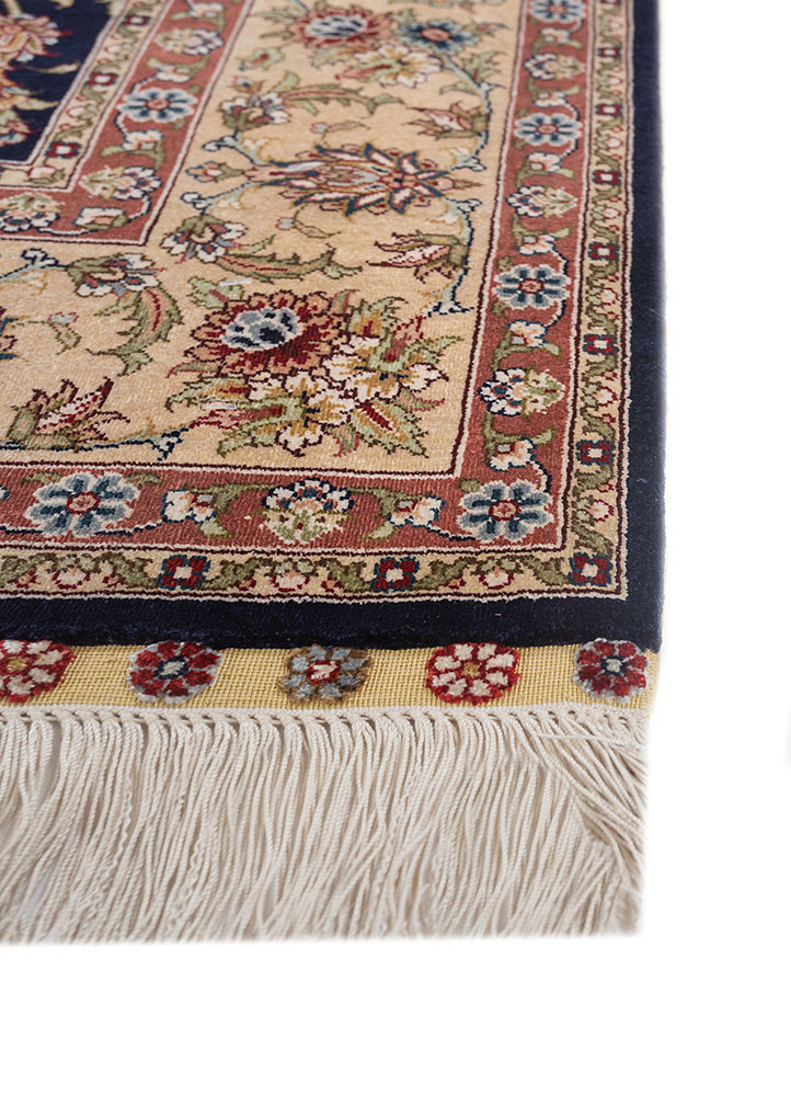 gulmarg blue silk hand knotted Rug - Corner