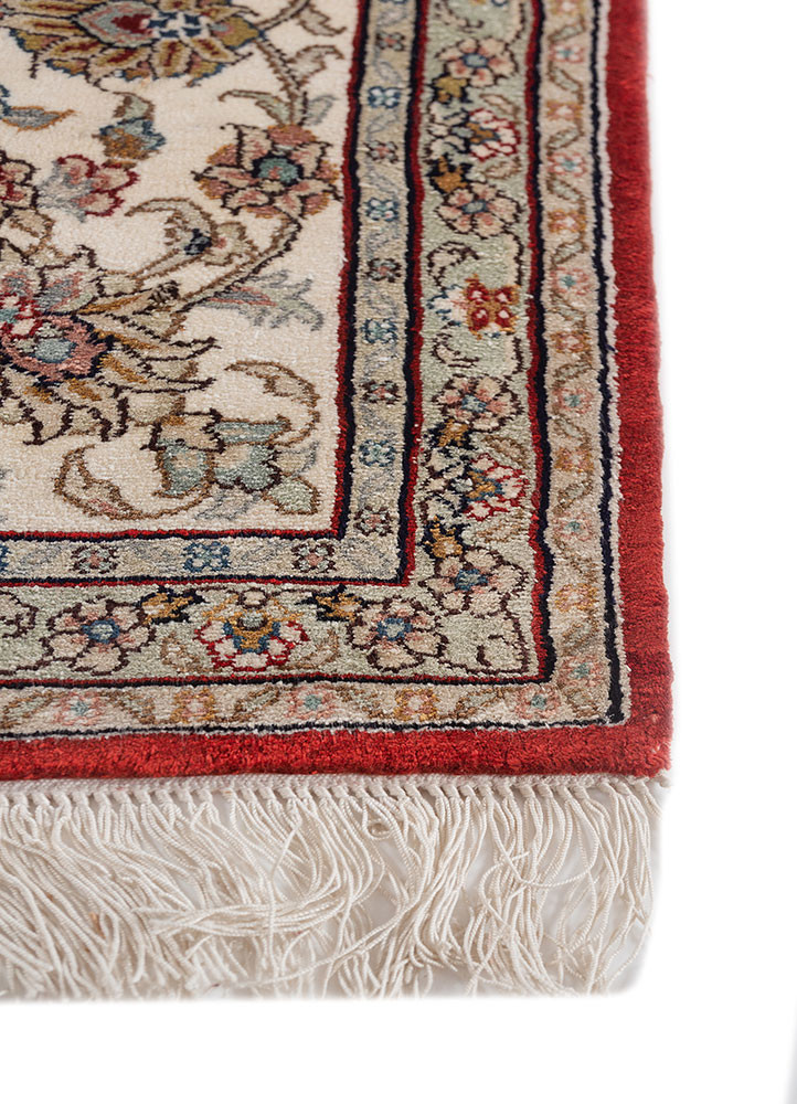 gulmarg red and orange silk hand knotted Rug - Corner gulmarg red and orange silk hand knotted Rug - Corner
