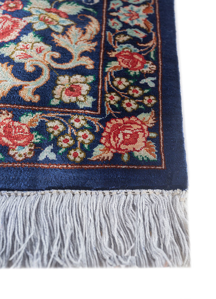 gulmarg blue silk hand knotted Rug - Corner gulmarg blue silk hand knotted Rug - Corner